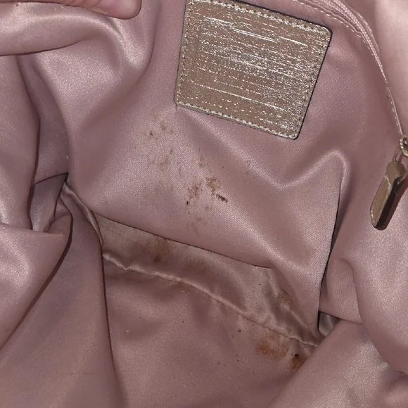 Coach Elegant Silver and Brown Floral Tote Bag - Picture 3 of 4